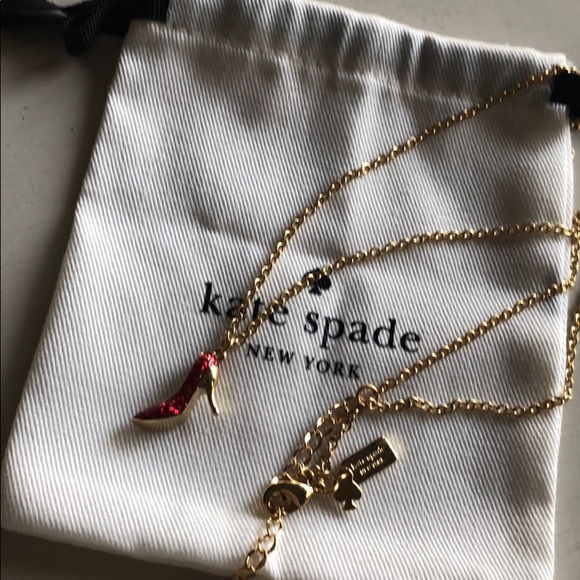 👠New! Kate Spade Red Glitter High Heel Necklace - Picture 2 of 5